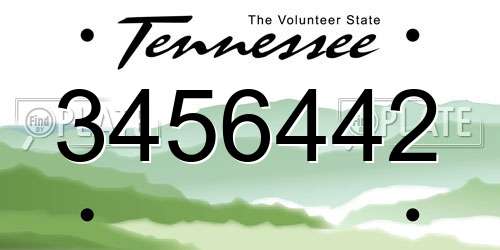 3456442 Tennessee License Plate