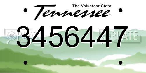 3456447 Tennessee License Plate