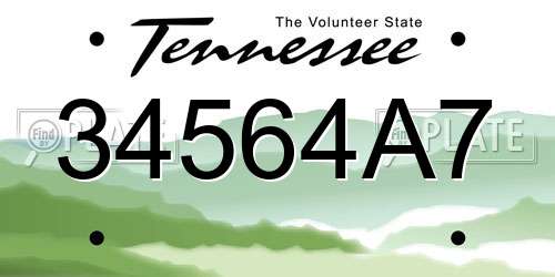 34564A7 Tennessee License Plate