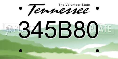 345B80 Tennessee License Plate