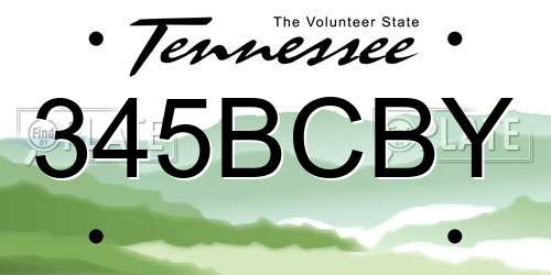 345BCBY Tennessee License Plate