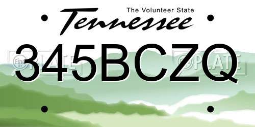 345BCZQ Tennessee License Plate
