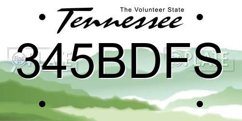 345BDFS Tennessee License Plate