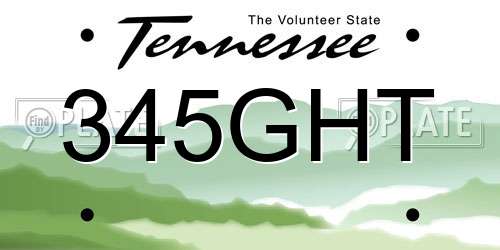 345GHT Tennessee License Plate