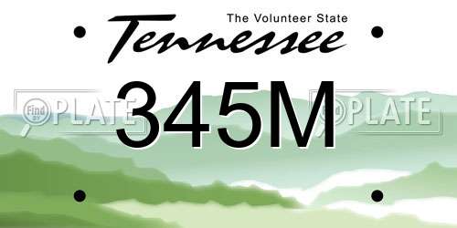 345M Tennessee License Plate