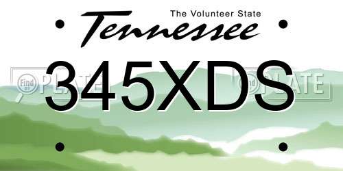 345XDS Tennessee License Plate