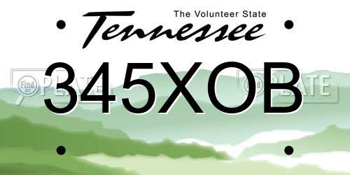 345XOB Tennessee License Plate