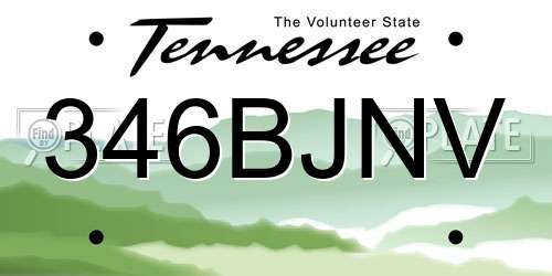 346BJNV Tennessee License Plate