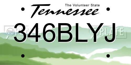 346BLYJ Tennessee License Plate