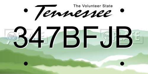 347BFJB Tennessee License Plate