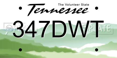 347DWT Tennessee License Plate