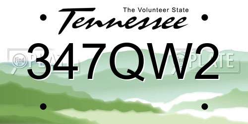 347QW2 Tennessee License Plate