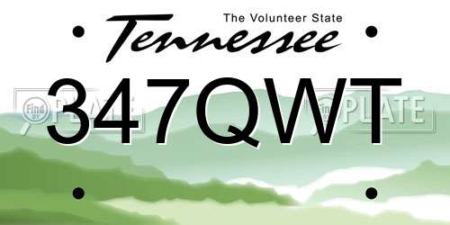347QWT Tennessee License Plate