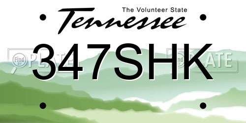 347SHK Tennessee License Plate