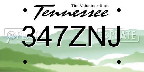 347ZNJ Tennessee License Plate