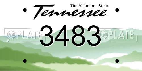 3483 Tennessee License Plate