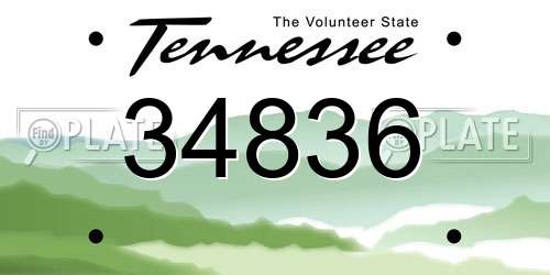 34836 Tennessee License Plate