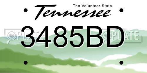 3485BD Tennessee License Plate