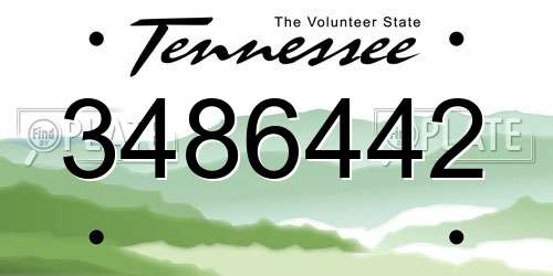 3486442 Tennessee License Plate
