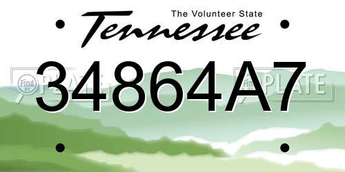 34864A7 Tennessee License Plate