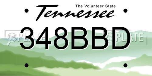 348BBD Tennessee License Plate