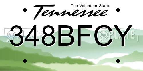 348BFCY Tennessee License Plate