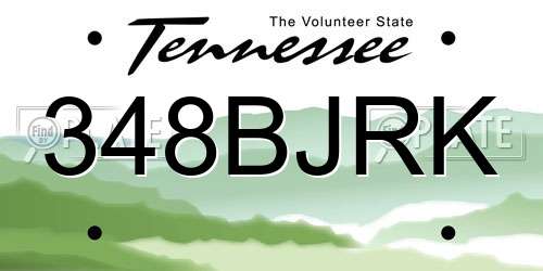 348BJRK Tennessee License Plate