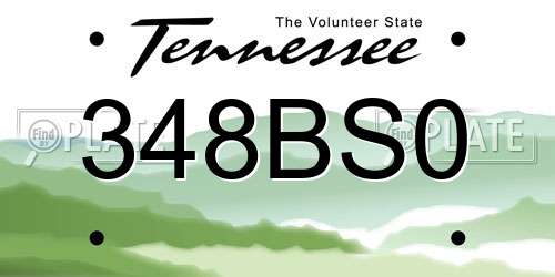 348BS0 Tennessee License Plate