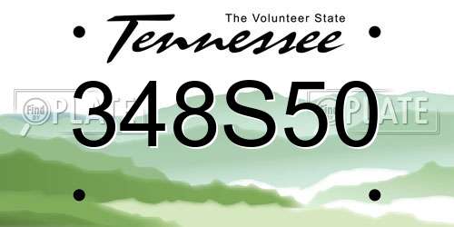 348S50 Tennessee License Plate