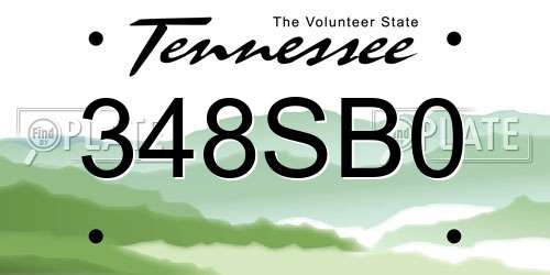 348SB0 Tennessee License Plate