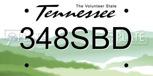 348SBD Tennessee License Plate