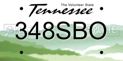348SBO Tennessee License Plate