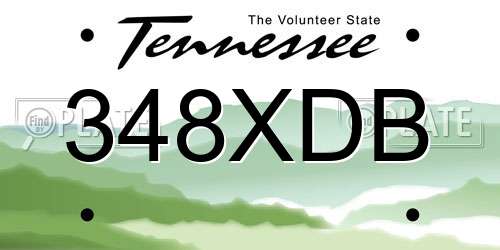 348XDB Tennessee License Plate