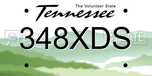 348XDS Tennessee License Plate