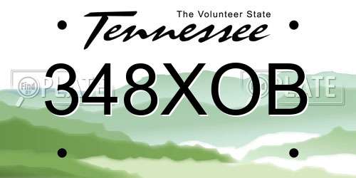 348XOB Tennessee License Plate