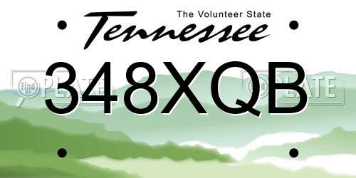348XQB Tennessee License Plate