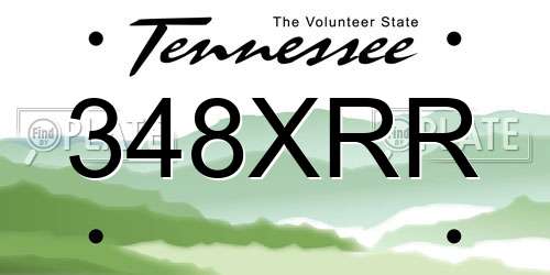 348XRR Tennessee License Plate