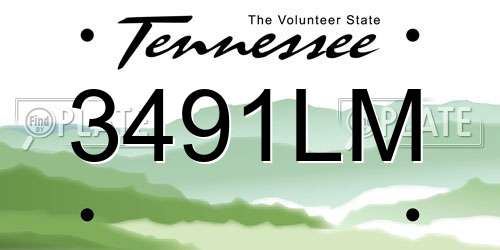 3491LM Tennessee License Plate