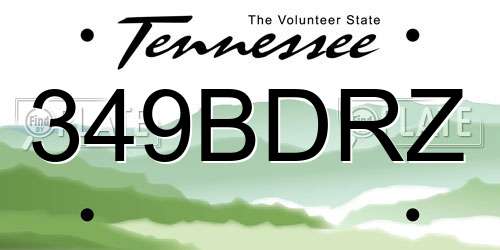 349BDRZ Tennessee License Plate