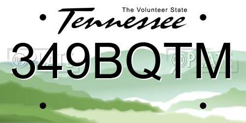 349BQTM Tennessee License Plate