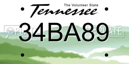 34BA89 Tennessee License Plate