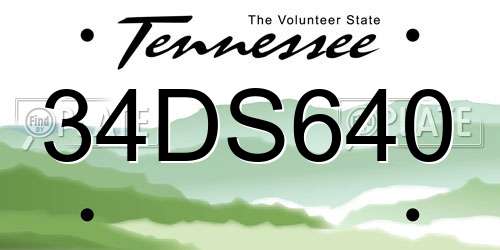 34DS640 Tennessee License Plate