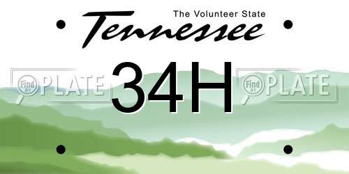 34H Tennessee License Plate