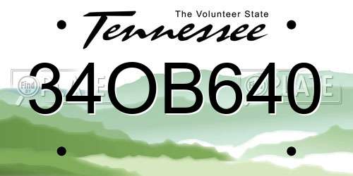 34OB640 Tennessee License Plate