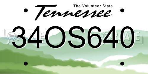 34OS640 Tennessee License Plate