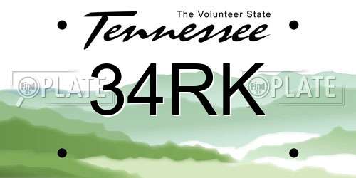 34RK Tennessee License Plate