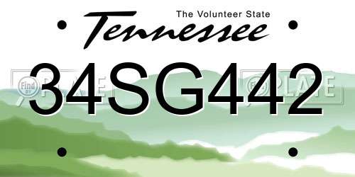 34SG442 Tennessee License Plate