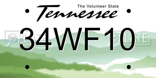 34WF10 Tennessee License Plate