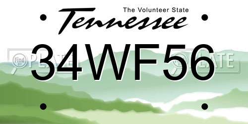 34WF56 Tennessee License Plate