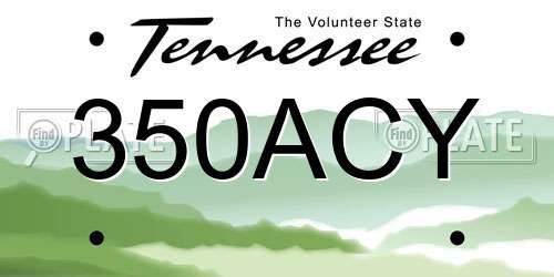 350ACY Tennessee License Plate